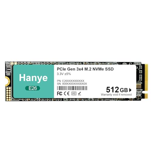 Amazon | Hanye 内蔵型 SSD 512GB PCIe Gen3x4 M.2 NVMe 2280